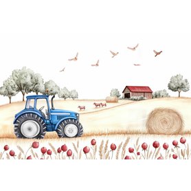 Tapeta na zeď traktor na farmě (modrá verze)